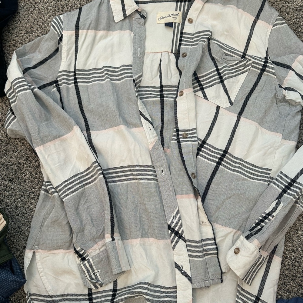 Casual Striped Gray and White Women Shirt